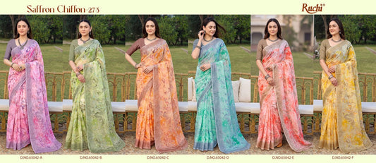 Saffron Chiffon 273 Ruchi Sarees Wholesaler India