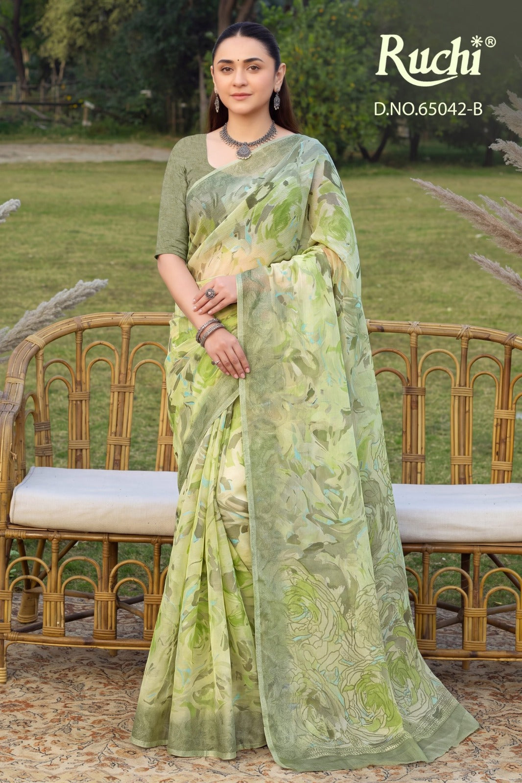 Saffron Chiffon 273 Ruchi Sarees Wholesaler India