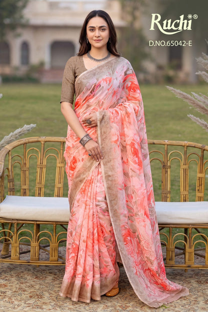 Saffron Chiffon 273 Ruchi Sarees Wholesaler India