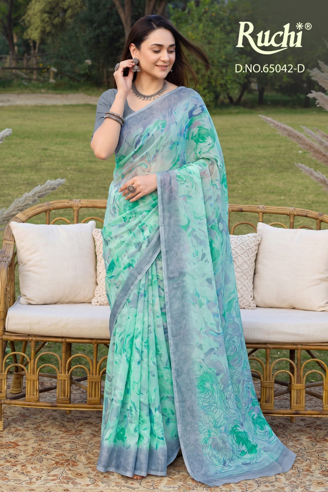 Saffron Chiffon 273 Ruchi Sarees Wholesaler India