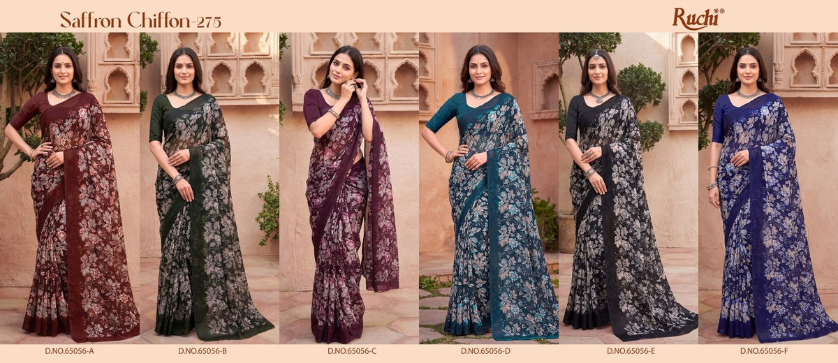 Saffron Chiffon 275 Ruchi Sarees Exporter