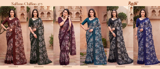 Saffron Chiffon 275 Ruchi Sarees Exporter