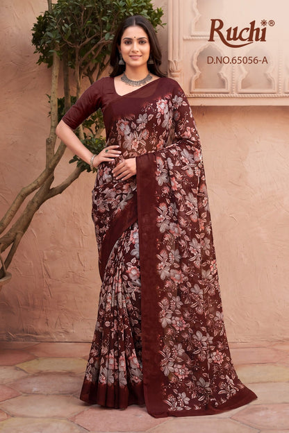 Saffron Chiffon 275 Ruchi Sarees Exporter