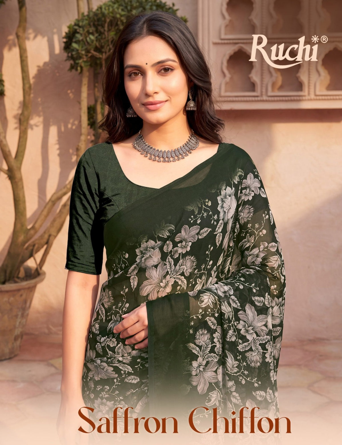 Saffron Chiffon 275 Ruchi Sarees Exporter