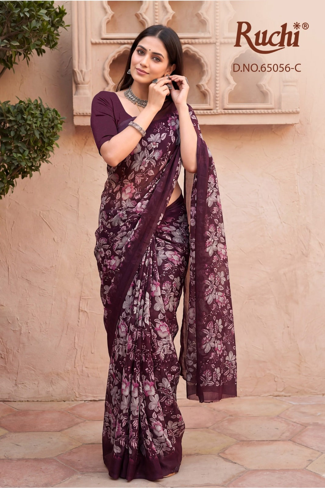 Saffron Chiffon 275 Ruchi Sarees Exporter