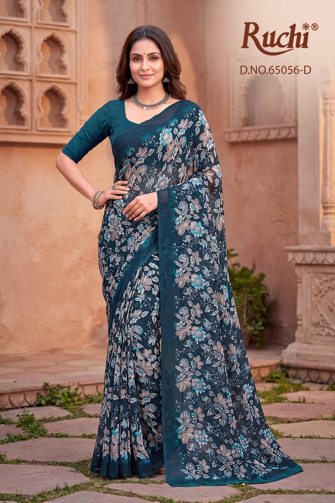 Saffron Chiffon 275 Ruchi Sarees Exporter