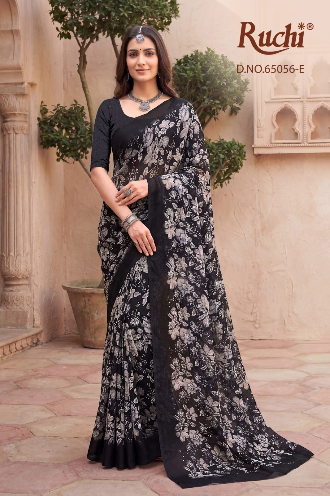 Saffron Chiffon 275 Ruchi Sarees Exporter
