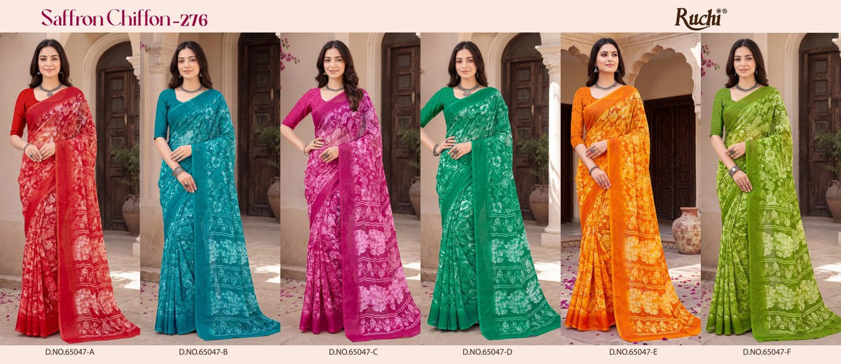 Saffron Chiffon 276 Ruchi Sarees Wholesale Price