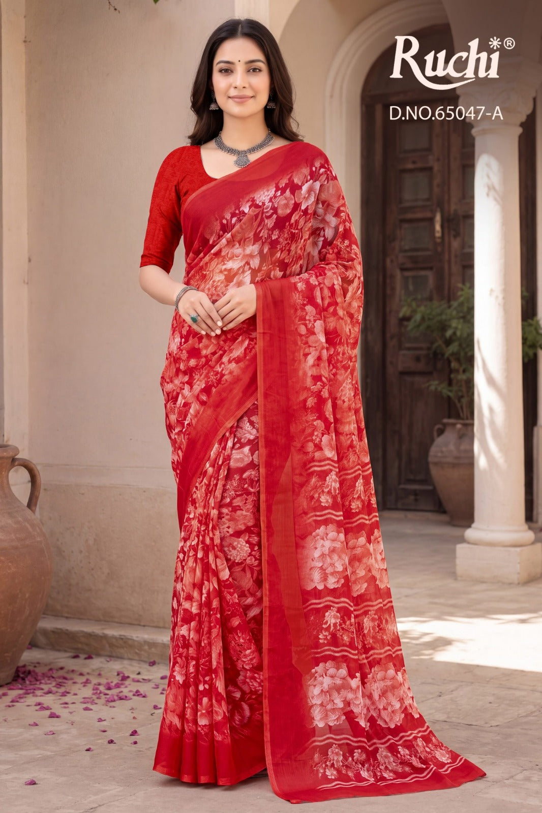 Saffron Chiffon 276 Ruchi Sarees Wholesale Price
