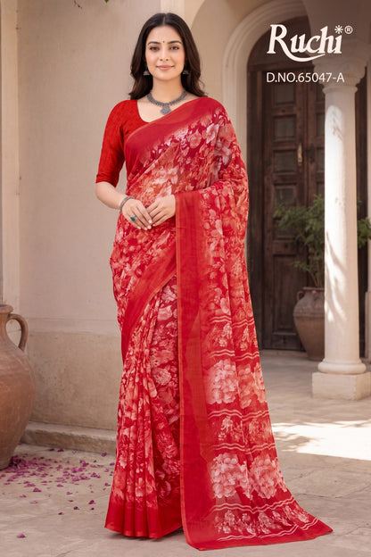 Saffron Chiffon 276 Ruchi Sarees Wholesale Price