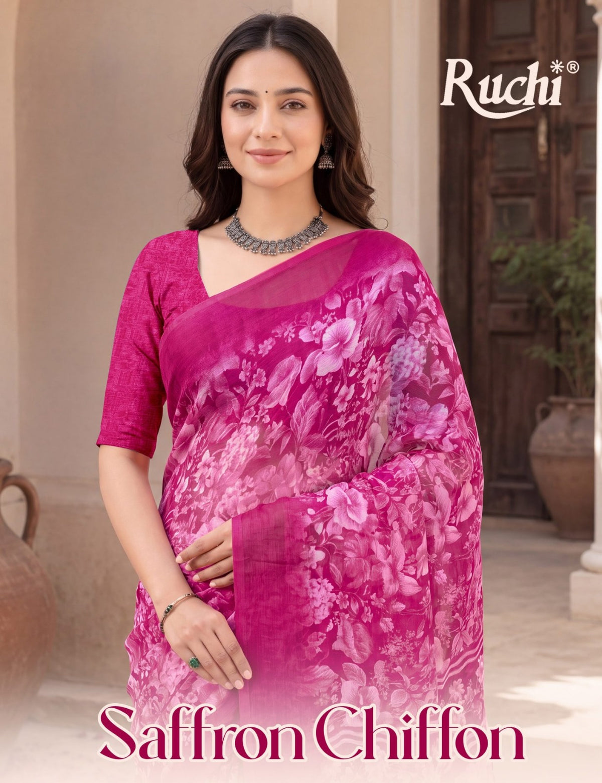 Saffron Chiffon 276 Ruchi Sarees Wholesale Price