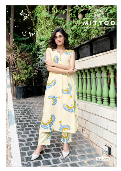 Saffron Mittoo Rayon Co Ord Set Wholesale Price