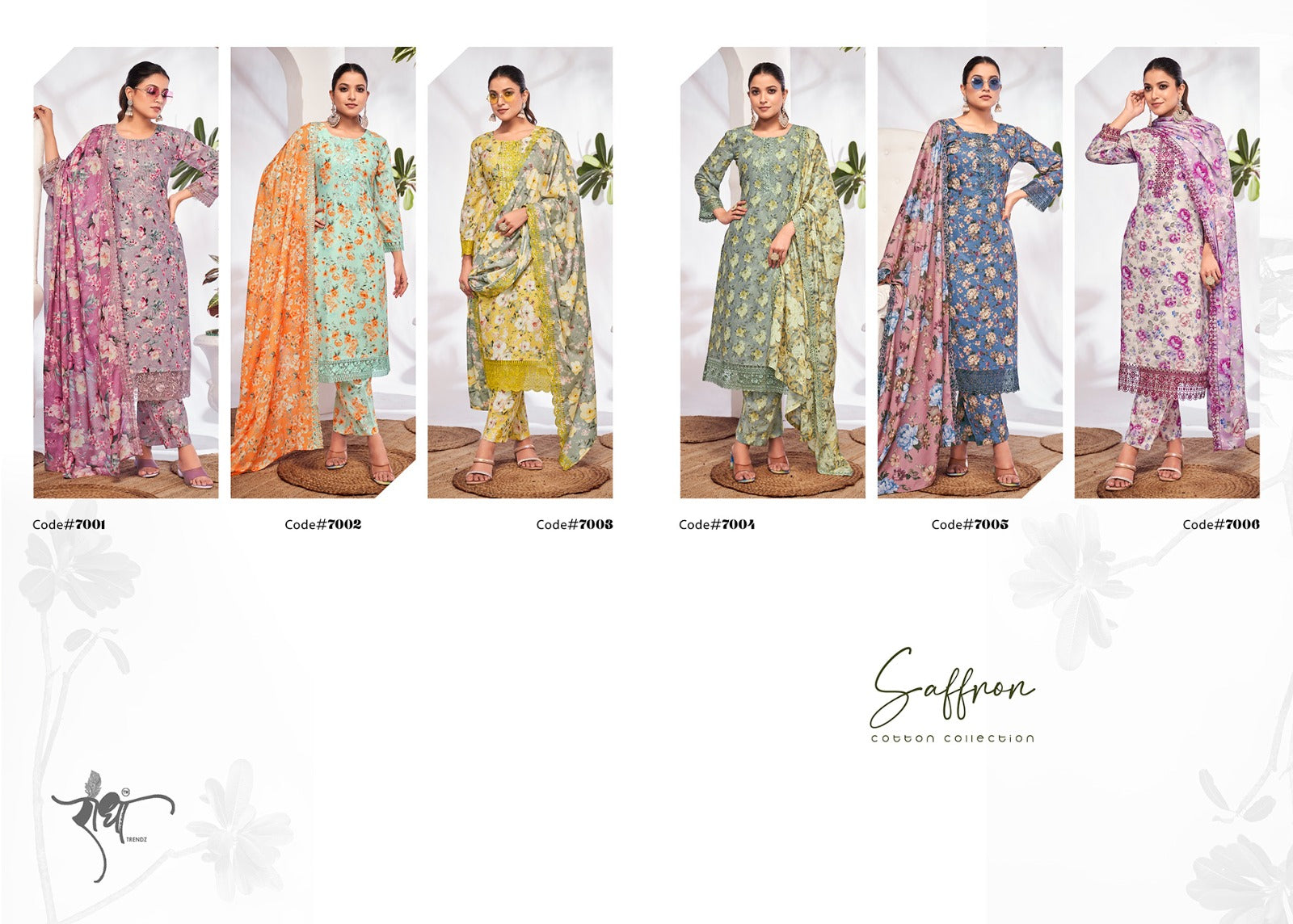 Saffron Radha Trendz Pure Cotton Pant Style Suits Wholesale Rate