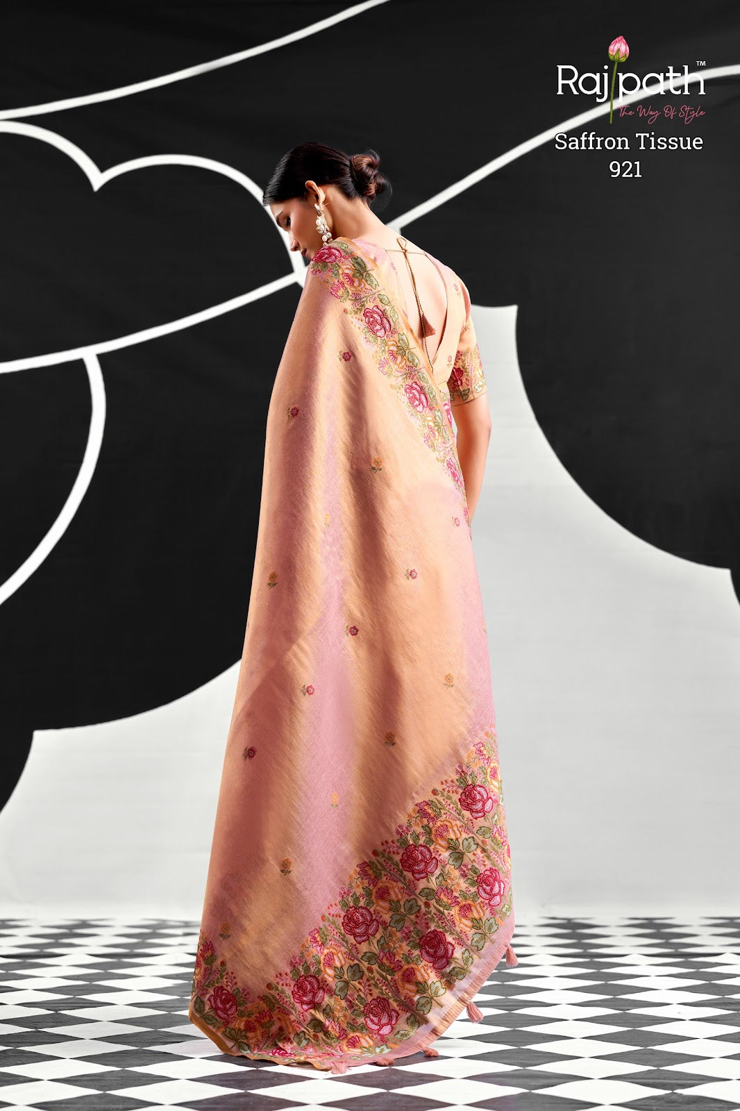 Saffron Rajpath Tissue Silk Sarees Manufacturer