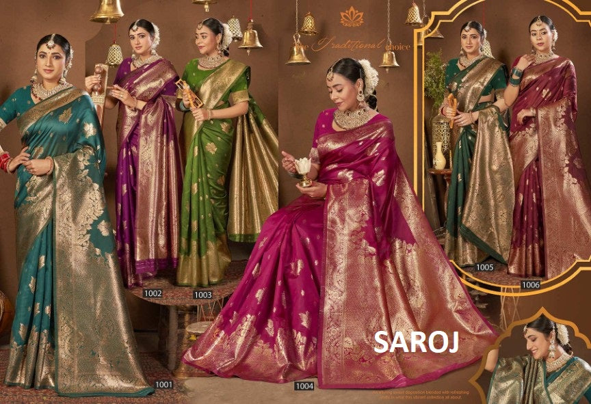 Saffron Silk Vol 1 Saroj Silk Sarees Supplier India