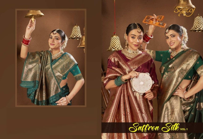 Saffron Silk Vol 1 Saroj Silk Sarees Supplier India