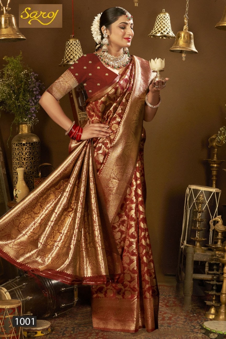 Saffron Silk Vol 2 Saroj Silk Sarees Wholesaler India