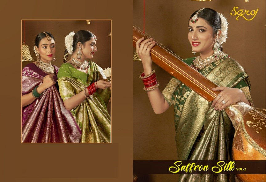Saffron Silk Vol 2 Saroj Silk Sarees Wholesaler India