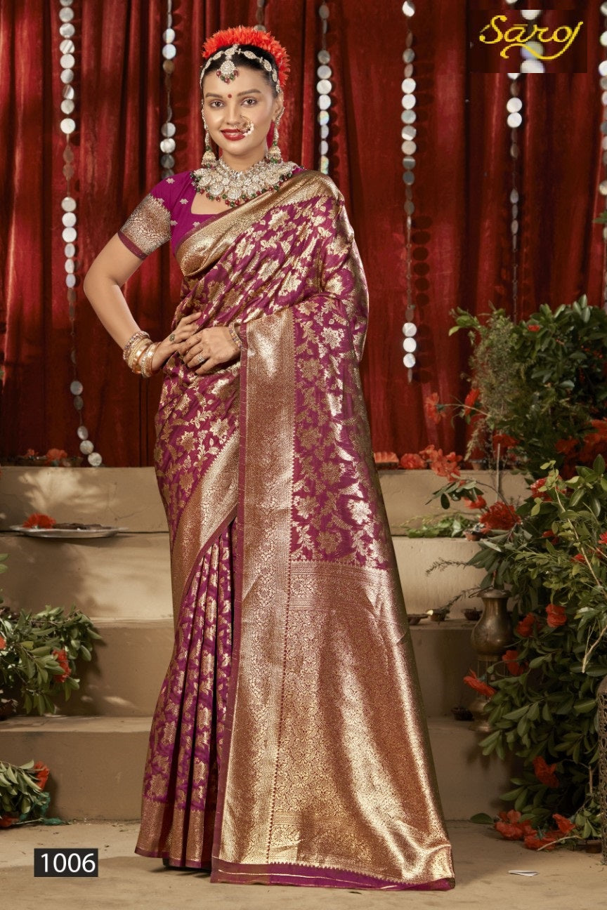 Saffron Silk Vol 5 Saroj Silk Sarees Wholesaler Ahmedabad