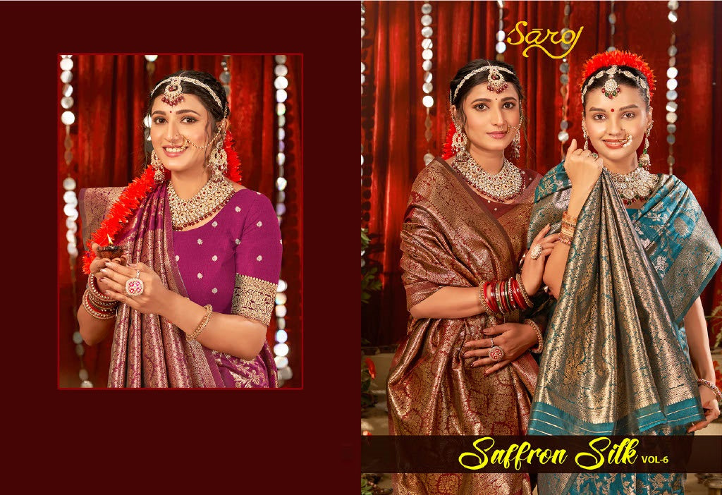 Saffron Silk Vol 6 Saroj Silk Sarees Wholesale Price