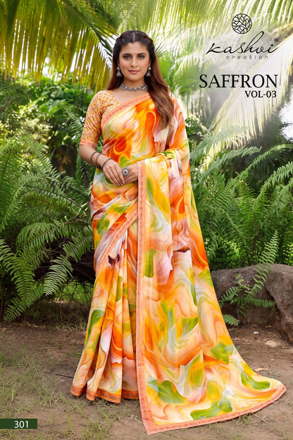 Saffron Vol 3 Kashvi Creation Sarees Manufacturer Ahmedabad