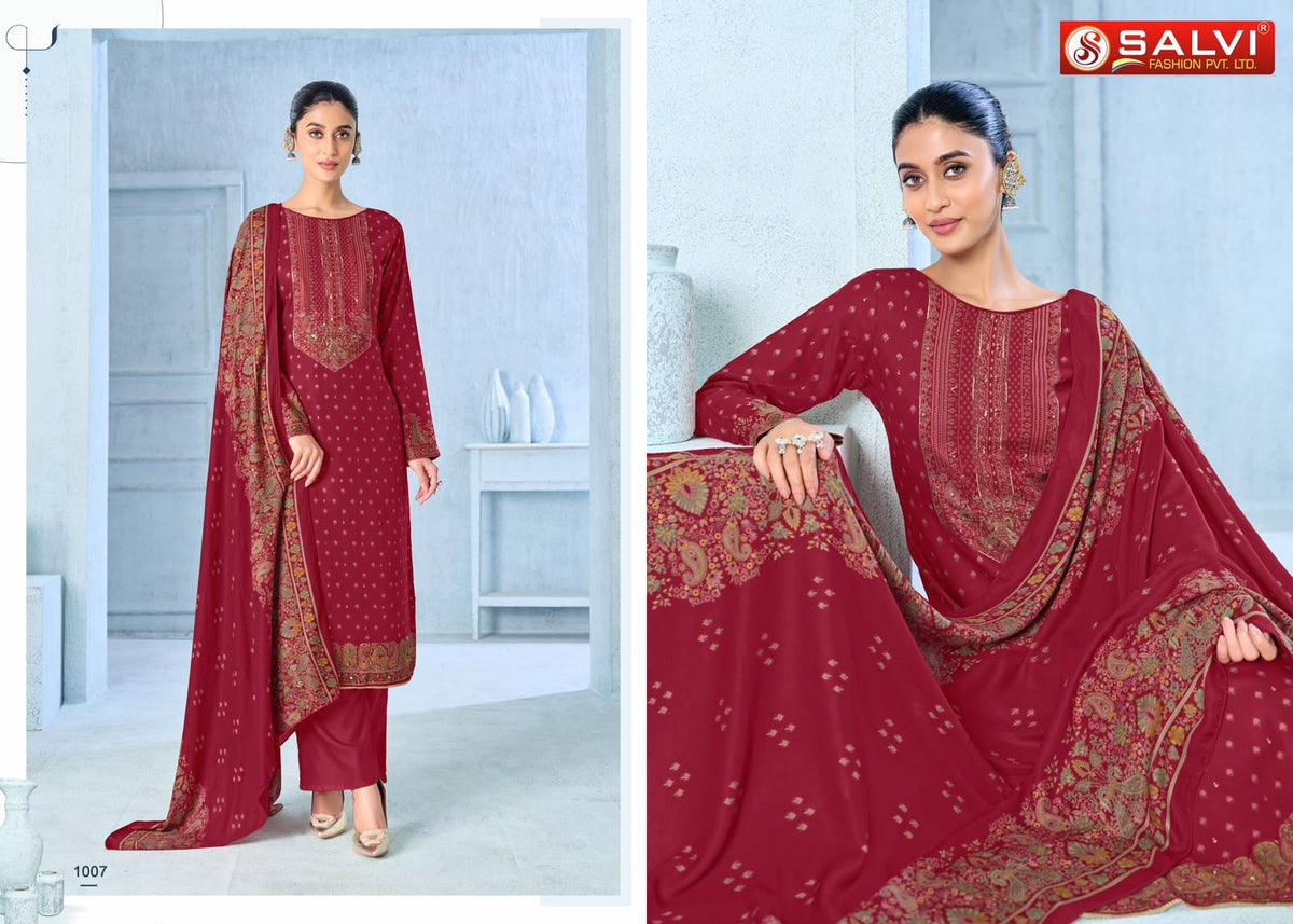Saffron Woollen Salvi Fashion Viscose Pashmina Suits Manufacturer Gujarat