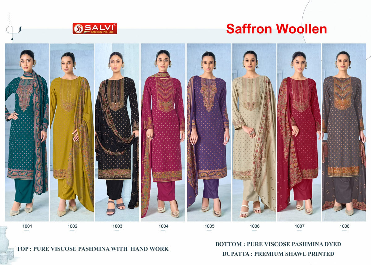 Saffron Woollen Salvi Fashion Viscose Pashmina Suits Manufacturer Gujarat