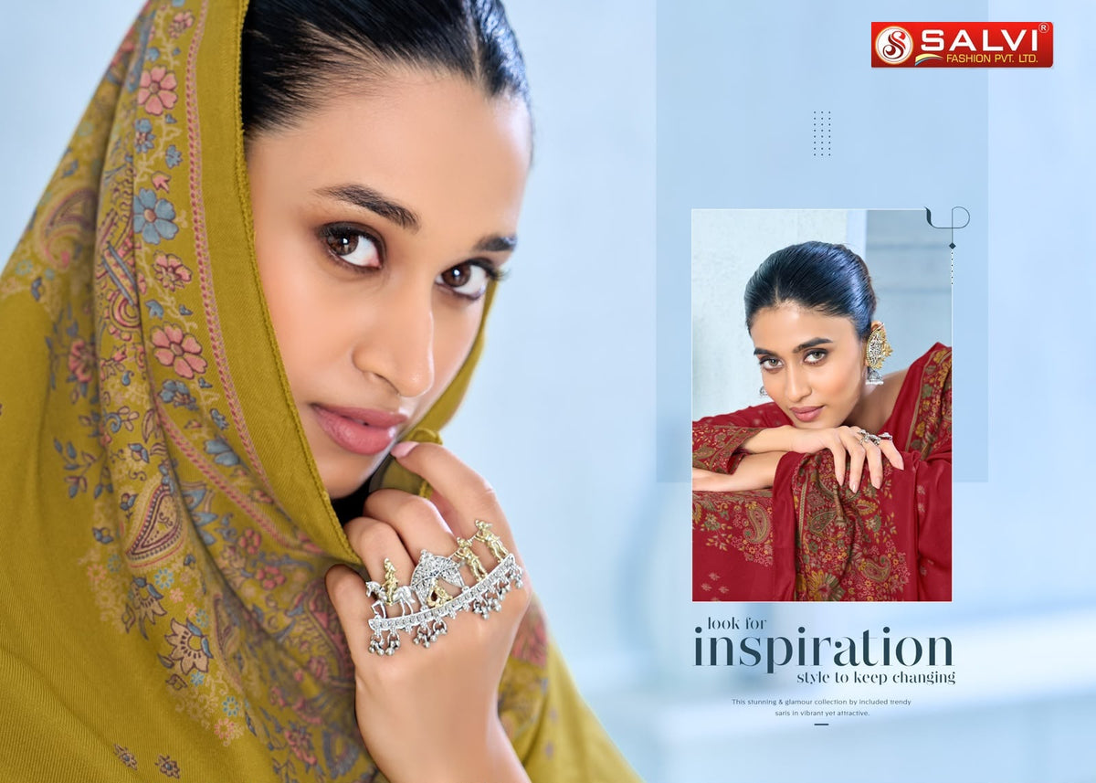 Saffron Woollen Salvi Fashion Viscose Pashmina Suits Manufacturer Gujarat