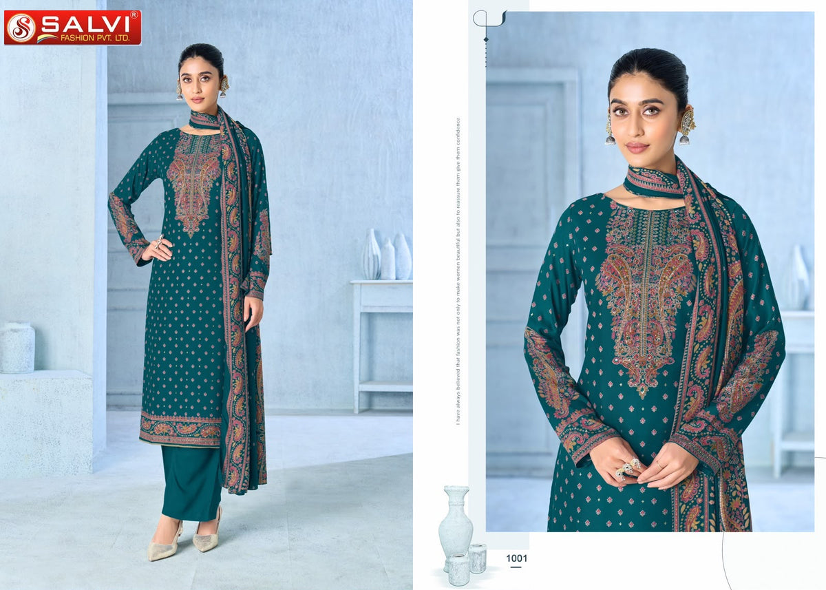 Saffron Woollen Salvi Fashion Viscose Pashmina Suits Manufacturer Gujarat