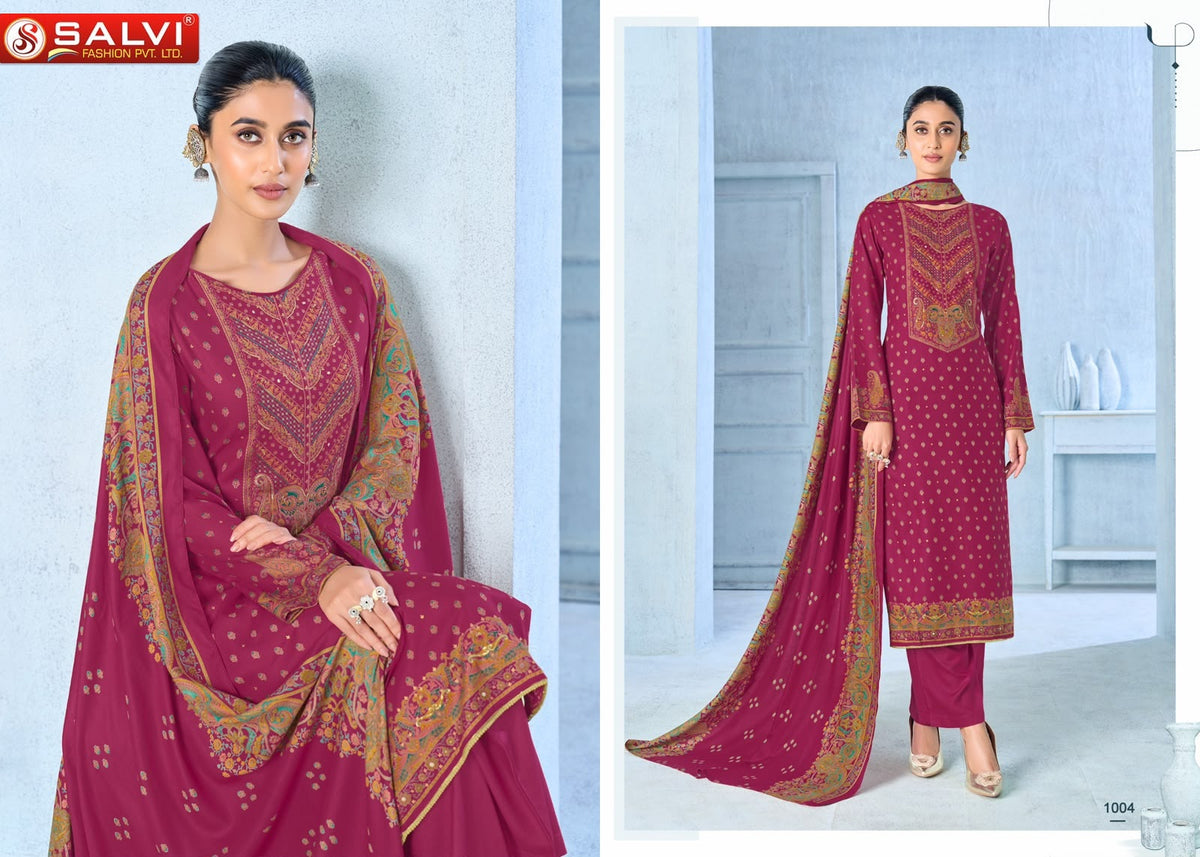 Saffron Woollen Salvi Fashion Viscose Pashmina Suits Manufacturer Gujarat