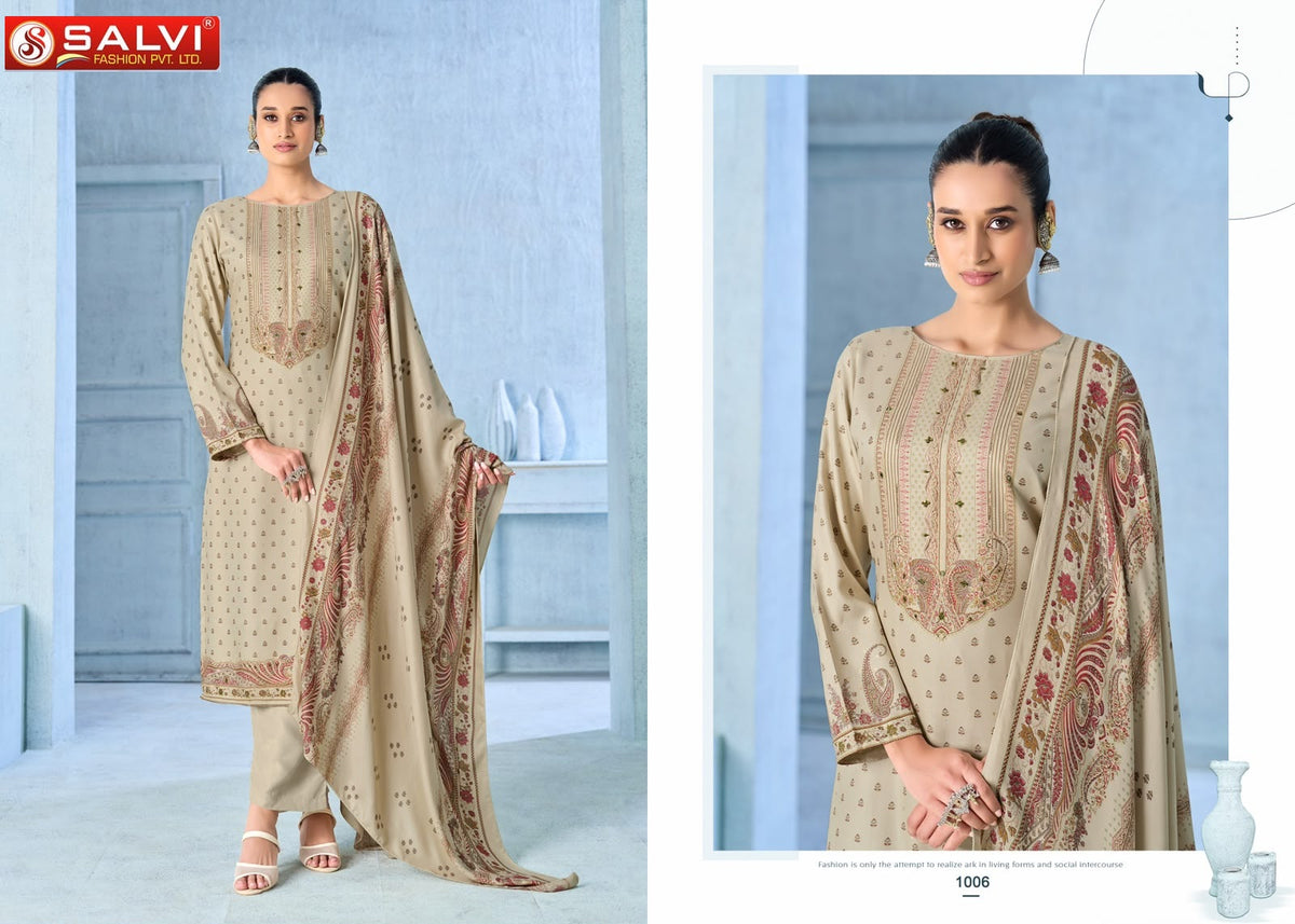 Saffron Woollen Salvi Fashion Viscose Pashmina Suits Manufacturer Gujarat