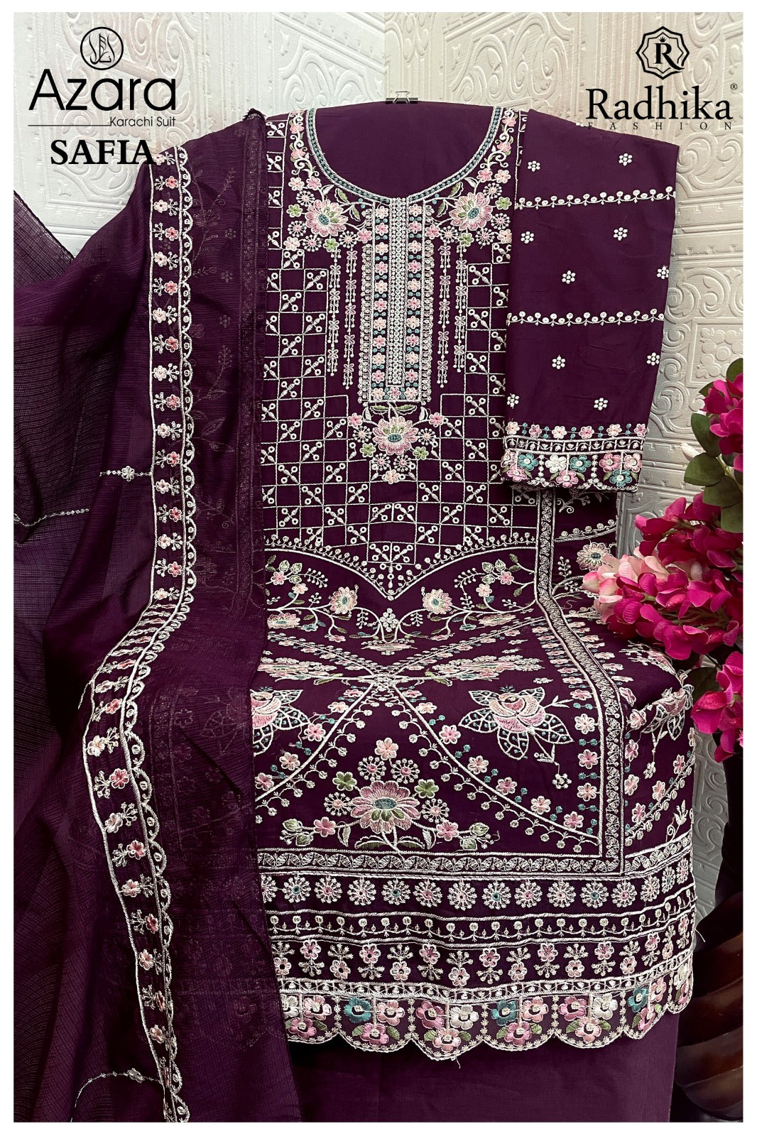 Safia Radhika Fashion Azara Lawn Cotton Karachi Salwar Suits Wholesaler Ahmedabad