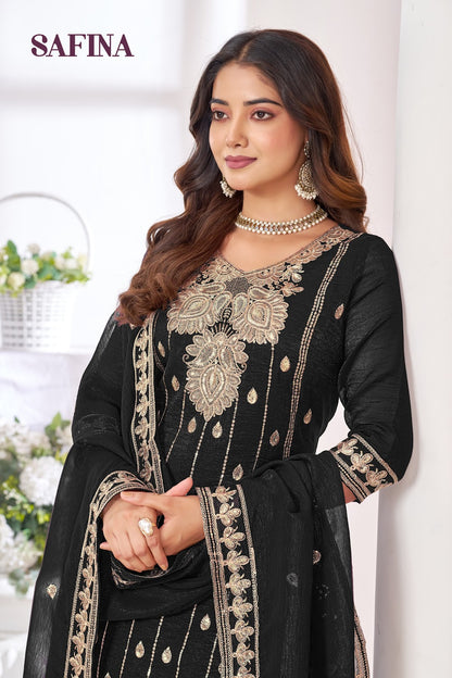 Safina Banwery Chinon Readymade Plazzo Style Suits Supplier Ahmedabad