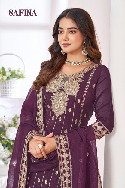 Safina Banwery Chinon Readymade Plazzo Style Suits Supplier Ahmedabad