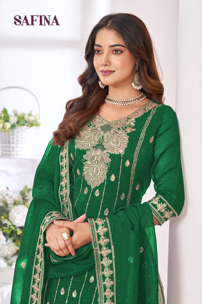 Safina Banwery Chinon Readymade Plazzo Style Suits Supplier Ahmedabad