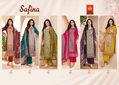Safina Karachi Prints Jam Satin Pant Style Suits Supplier India