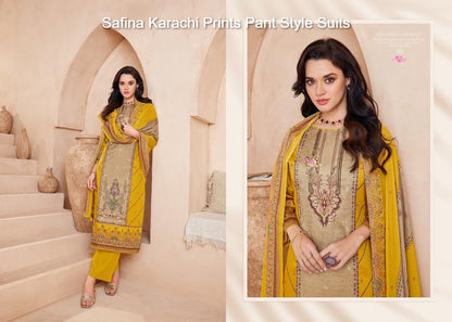 Safina Karachi Prints Jam Satin Pant Style Suits Supplier India