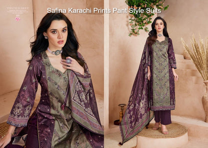 Safina Karachi Prints Jam Satin Pant Style Suits Supplier India