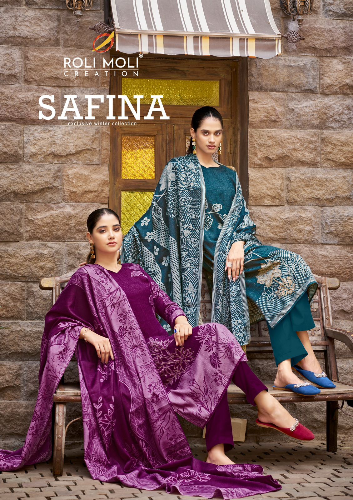 Safina Roli Moli Karachi Pashmina Salwar Suits Wholesale Rate