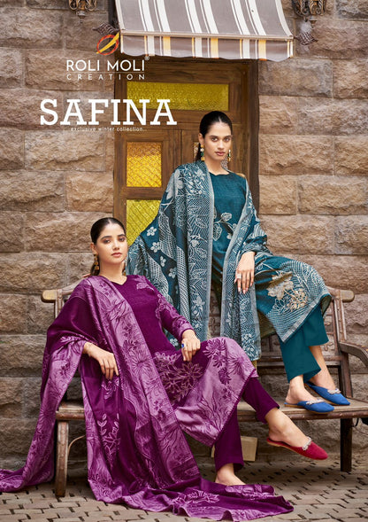 Safina Roli Moli Karachi Pashmina Salwar Suits Wholesale Rate