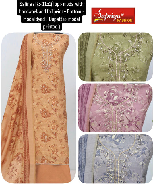 Safina Silk Supriya Fashion Modal Silk Salwar Suits Wholesale Price