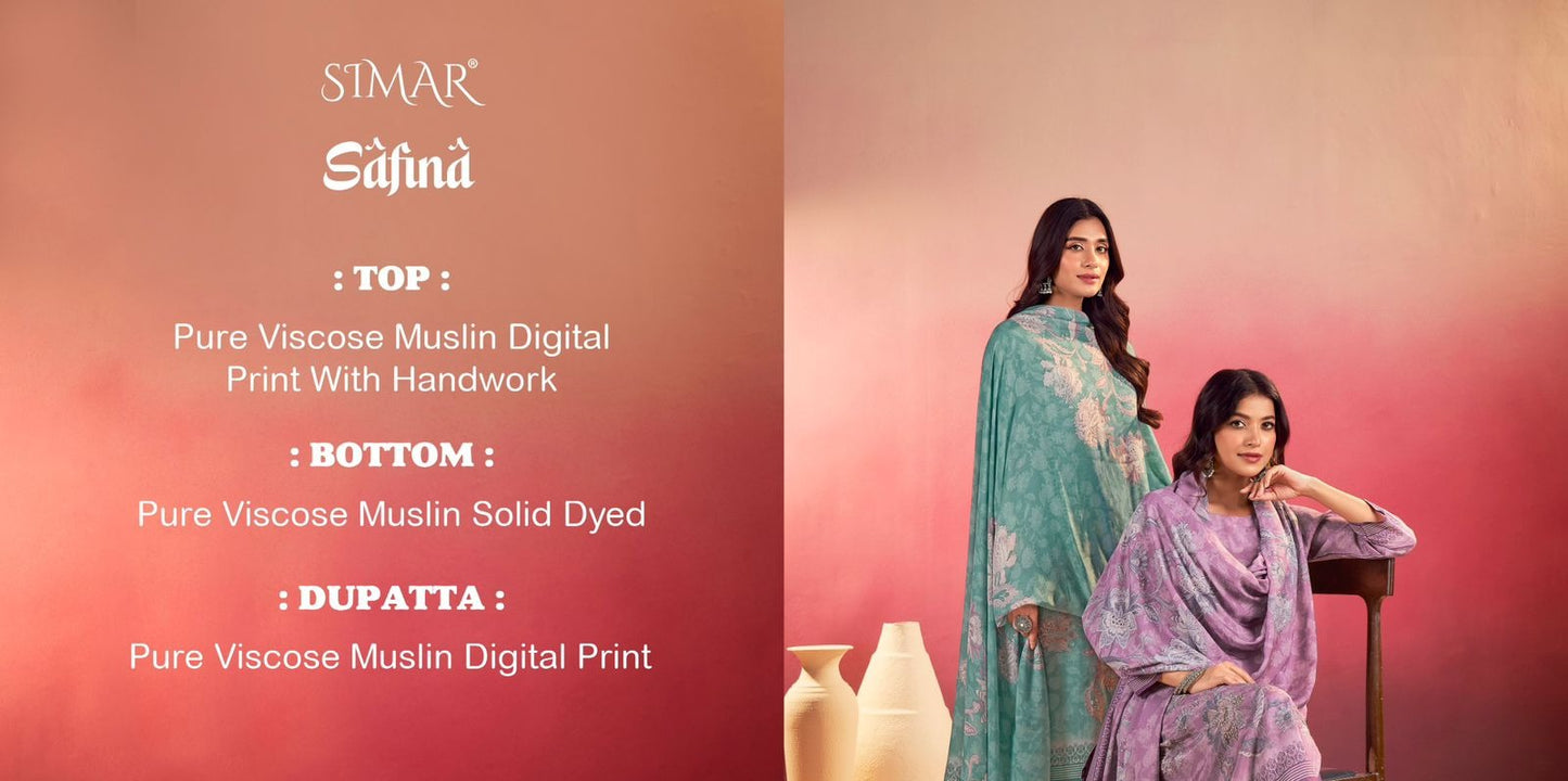 Safina Simar Viscose Muslin Pant Style Suits Exporter Ahmedabad