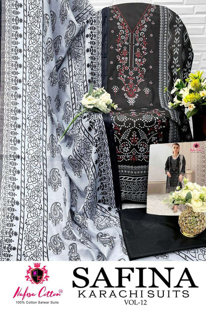 Safina Vol 12 Nafisa Cotton Karachi Salwar Suits Wholesaler Ahmedabad