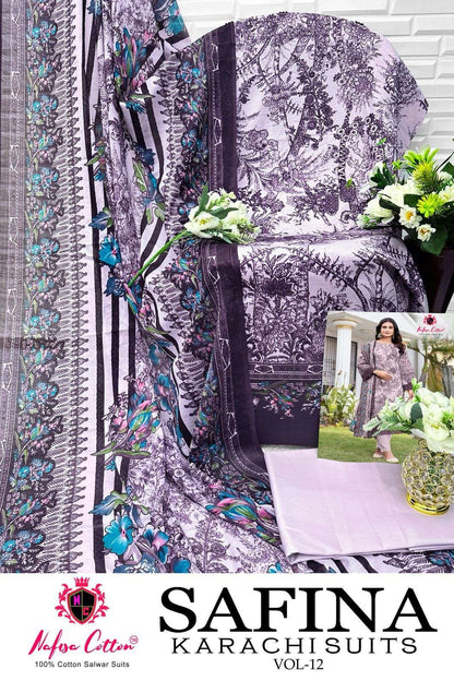 Safina Vol 12 Nafisa Cotton Karachi Salwar Suits Wholesaler Ahmedabad