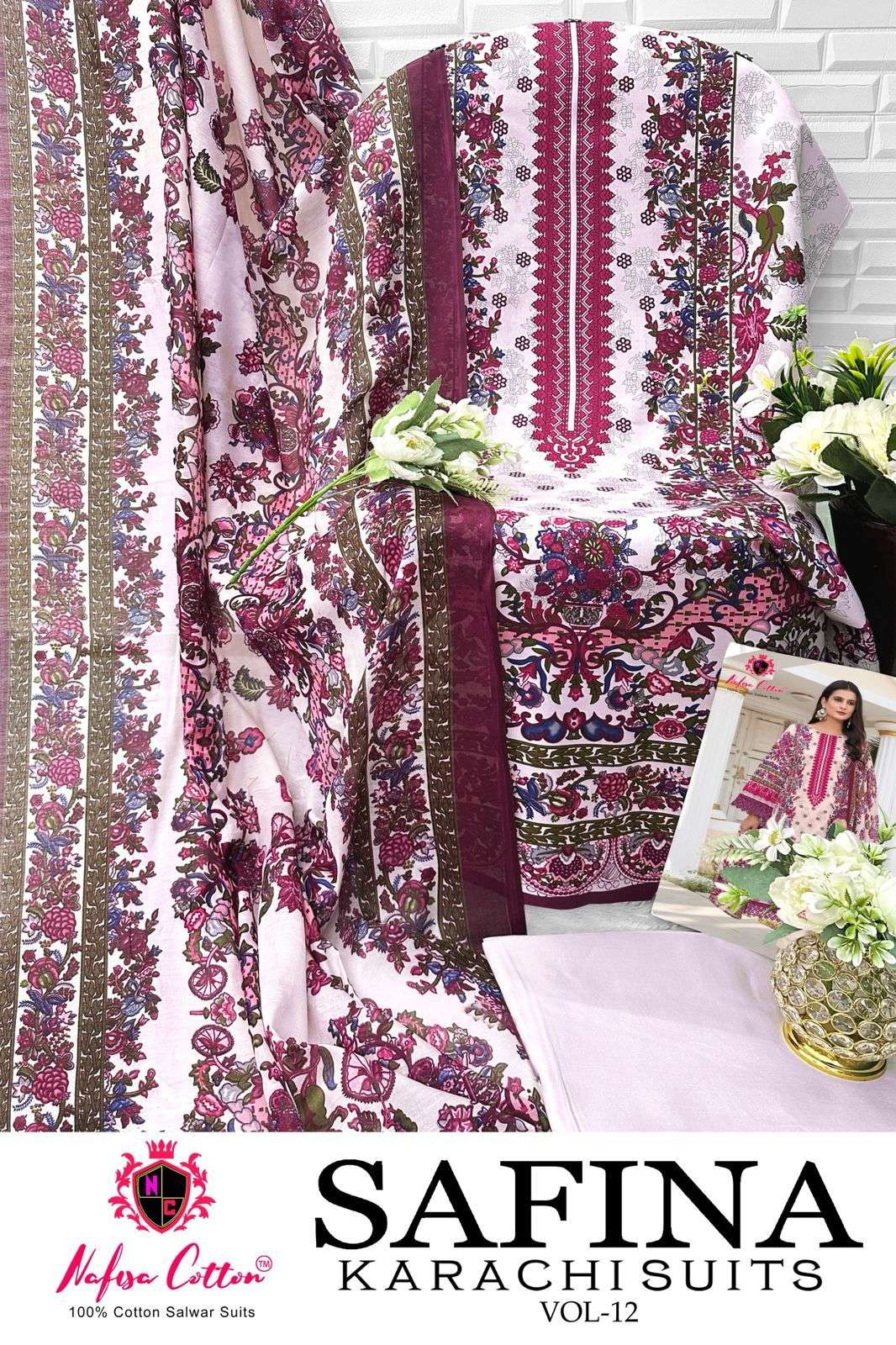 Safina Vol 12 Nafisa Cotton Karachi Salwar Suits Wholesaler Ahmedabad