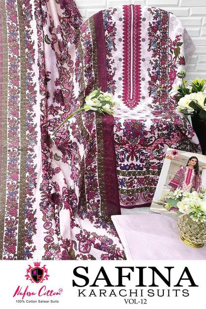 Safina Vol 12 Nafisa Cotton Karachi Salwar Suits Wholesaler Ahmedabad