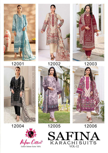 Safina Vol 12 Nafisa Cotton Karachi Salwar Suits Wholesaler Ahmedabad