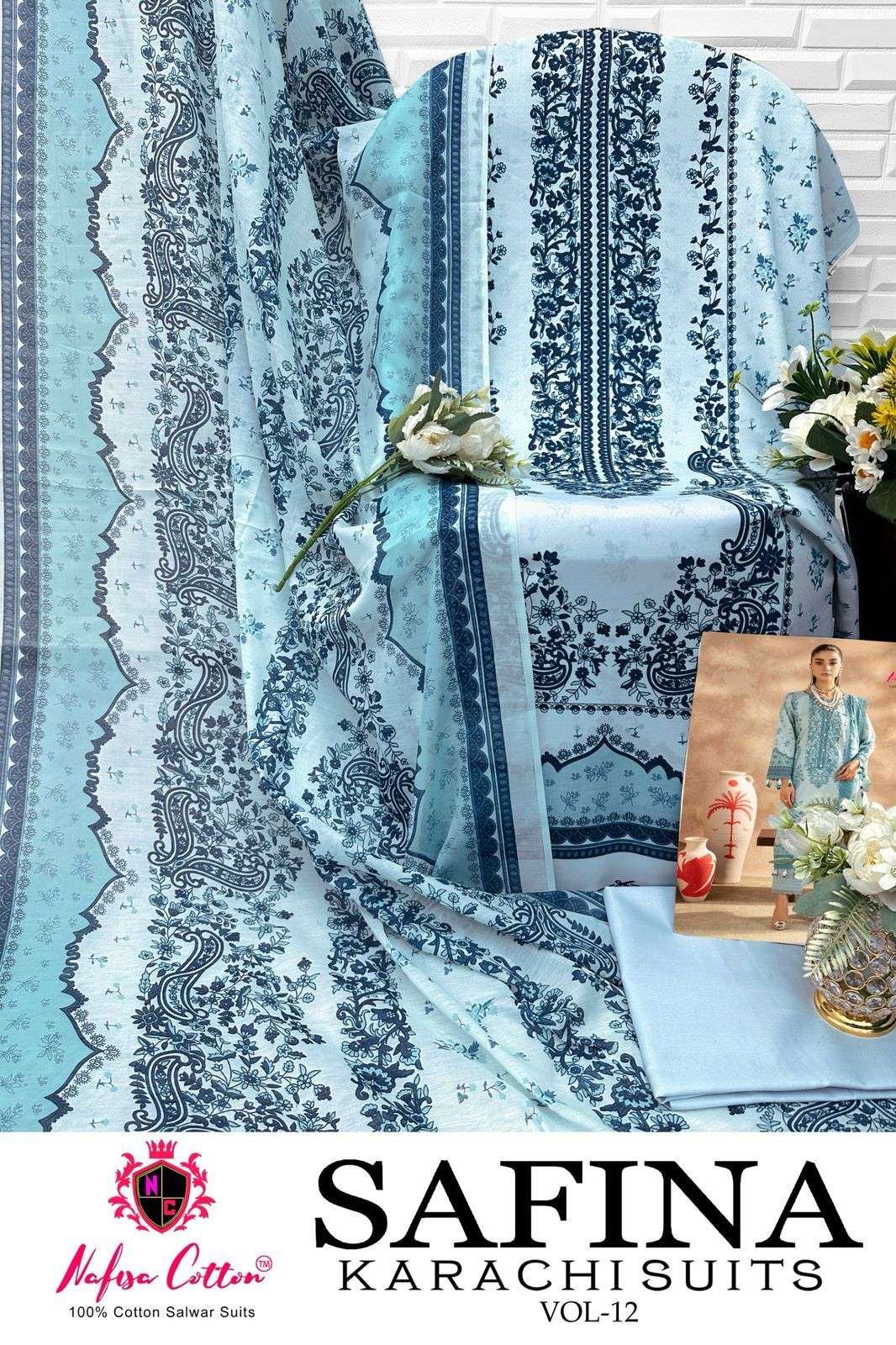 Safina Vol 12 Nafisa Cotton Karachi Salwar Suits Wholesaler Ahmedabad