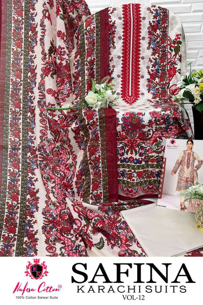Safina Vol 12 Nafisa Cotton Karachi Salwar Suits Wholesaler Ahmedabad