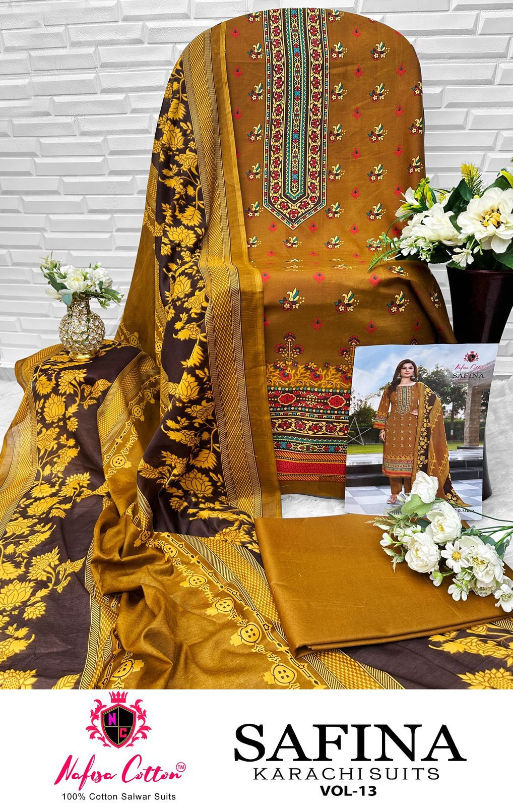 Safina Vol 13 Nafisa Cotton Karachi Salwar Suits Exporter India